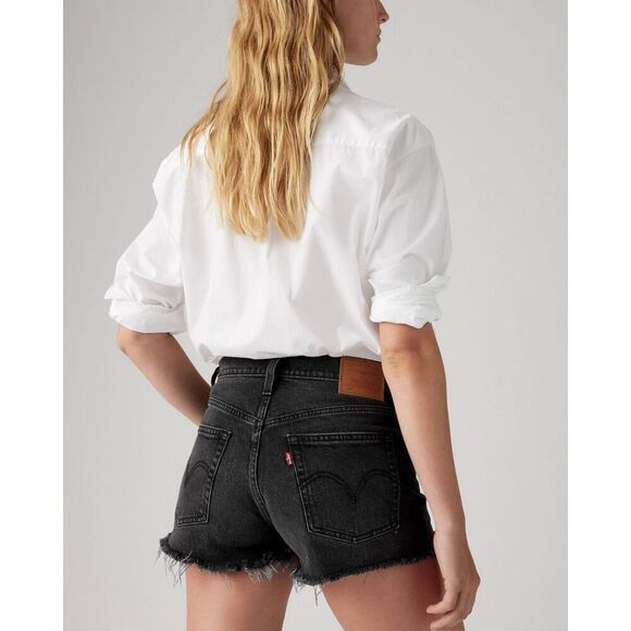 Levi’s 501 black high waisted shorts sz 25 - Picture 1 of 7